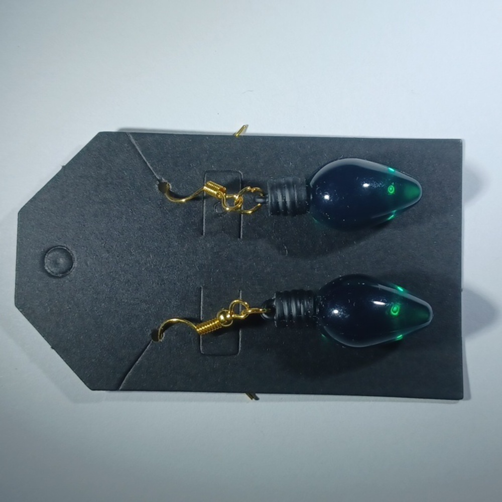 Light Bulb Earrings Green New Handmade